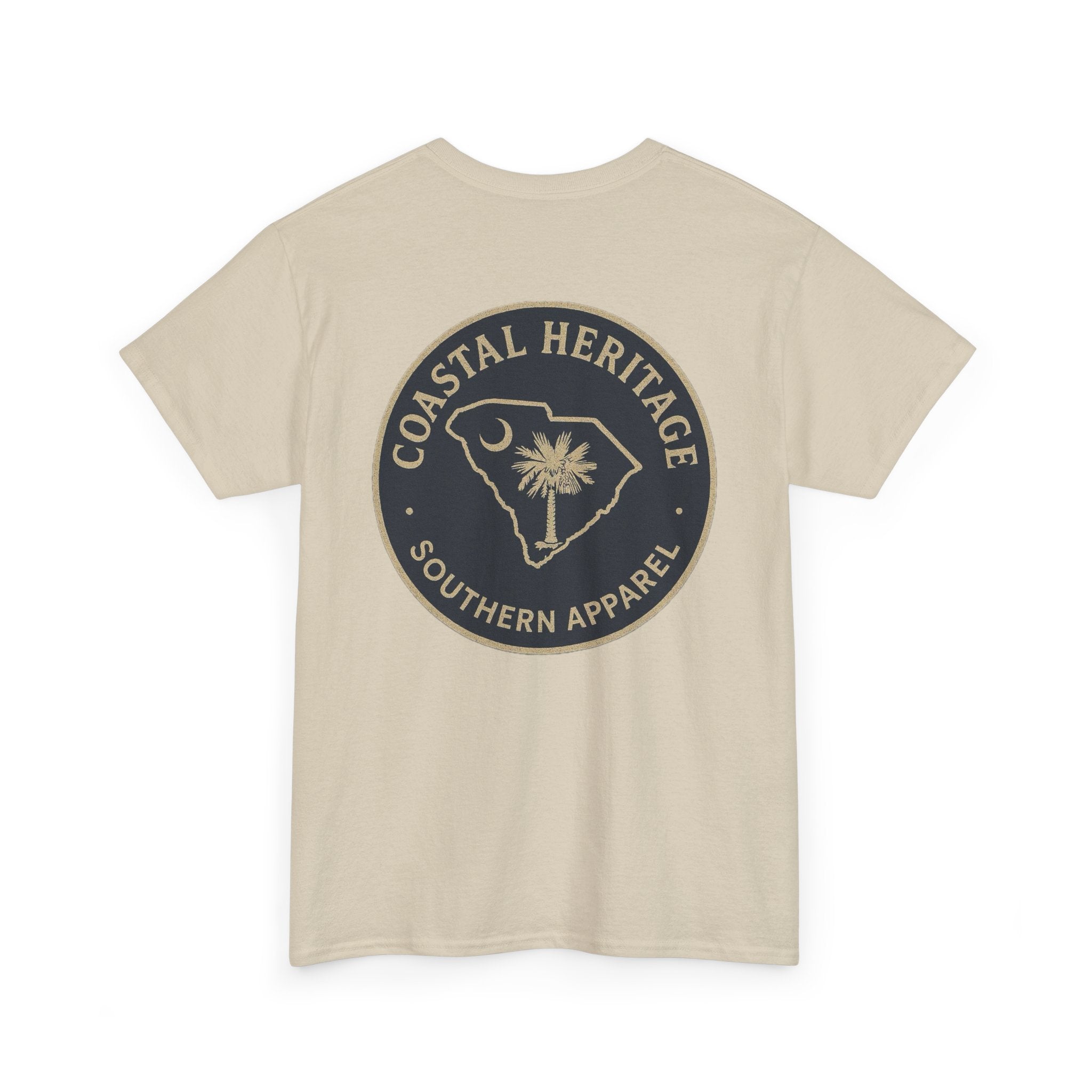South Carolina Palmetto and Moon Patch Tee.  Coastal Heritage Southern Apparel Unisex Heavy Cotton Tee