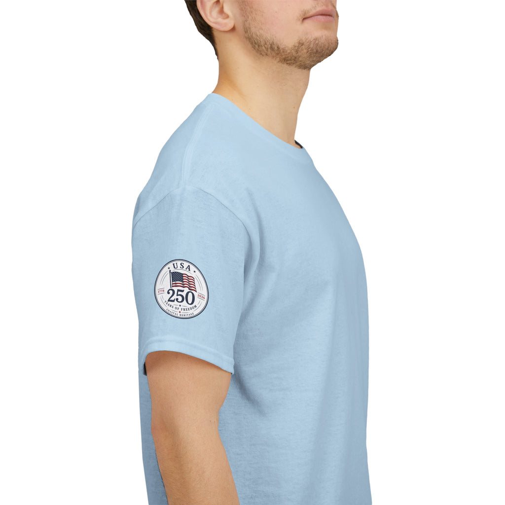 Born of Tides. Born Free. Fourth of July, 250th Anniversary Tee