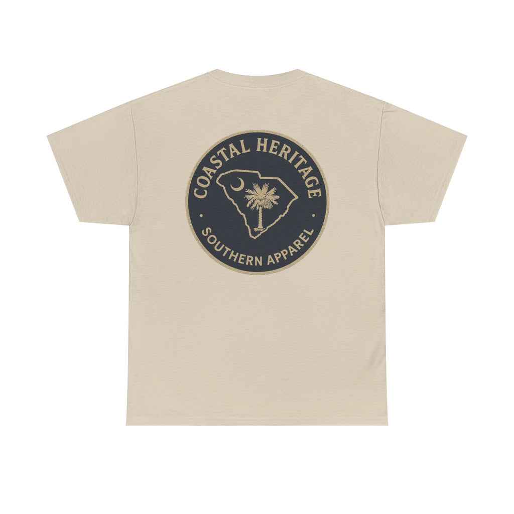 South Carolina Palmetto and Moon Patch Tee.  Coastal Heritage Southern Apparel Unisex Heavy Cotton Tee