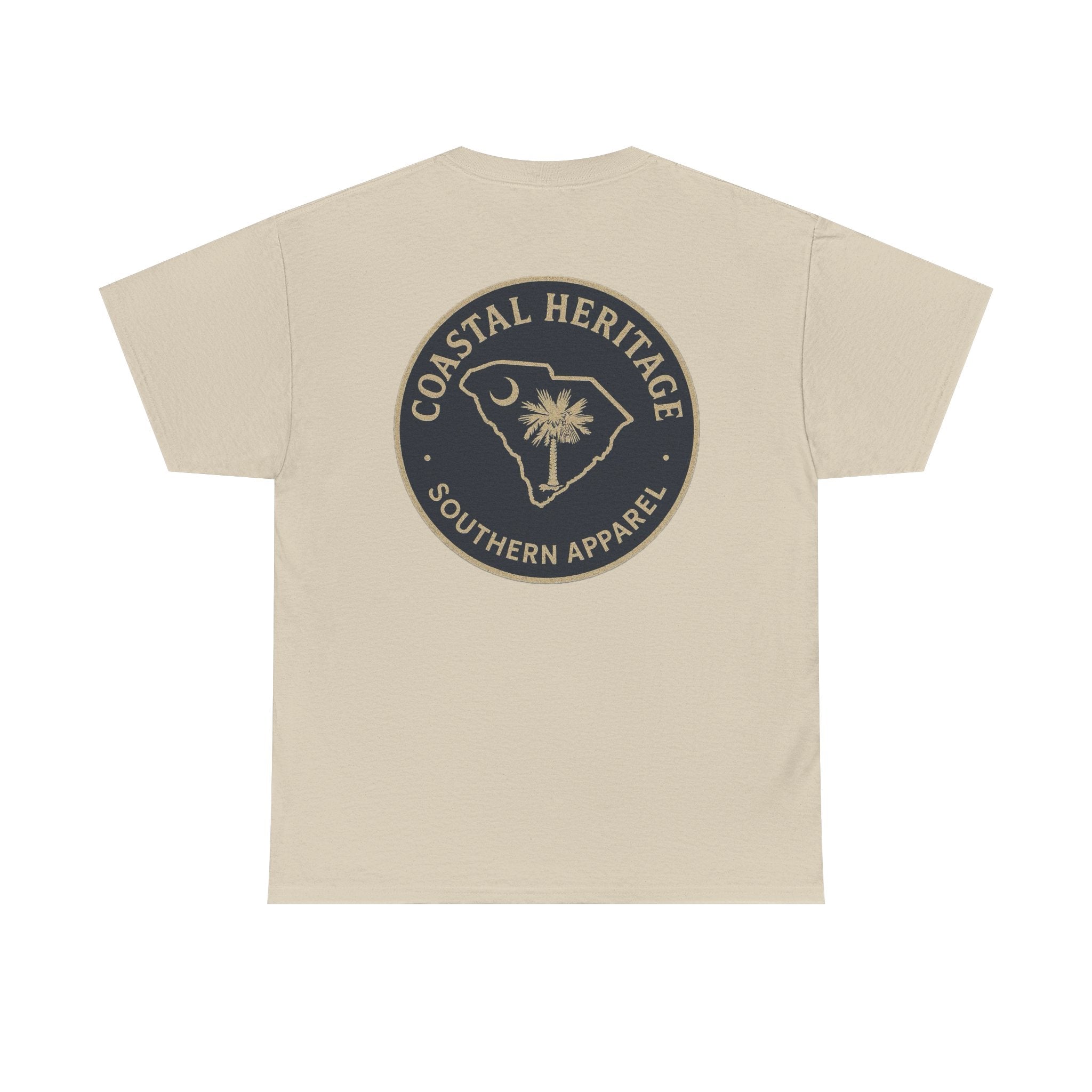 South Carolina Palmetto and Moon Patch Tee.  Coastal Heritage Southern Apparel Unisex Heavy Cotton Tee