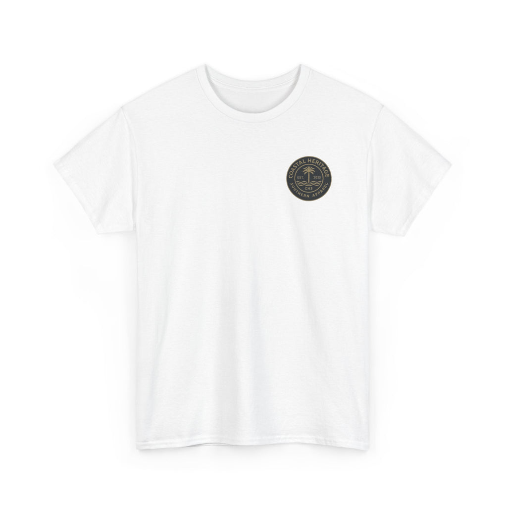 South Carolina Palmetto and Moon Patch Tee.  Coastal Heritage Southern Apparel Unisex Heavy Cotton Tee