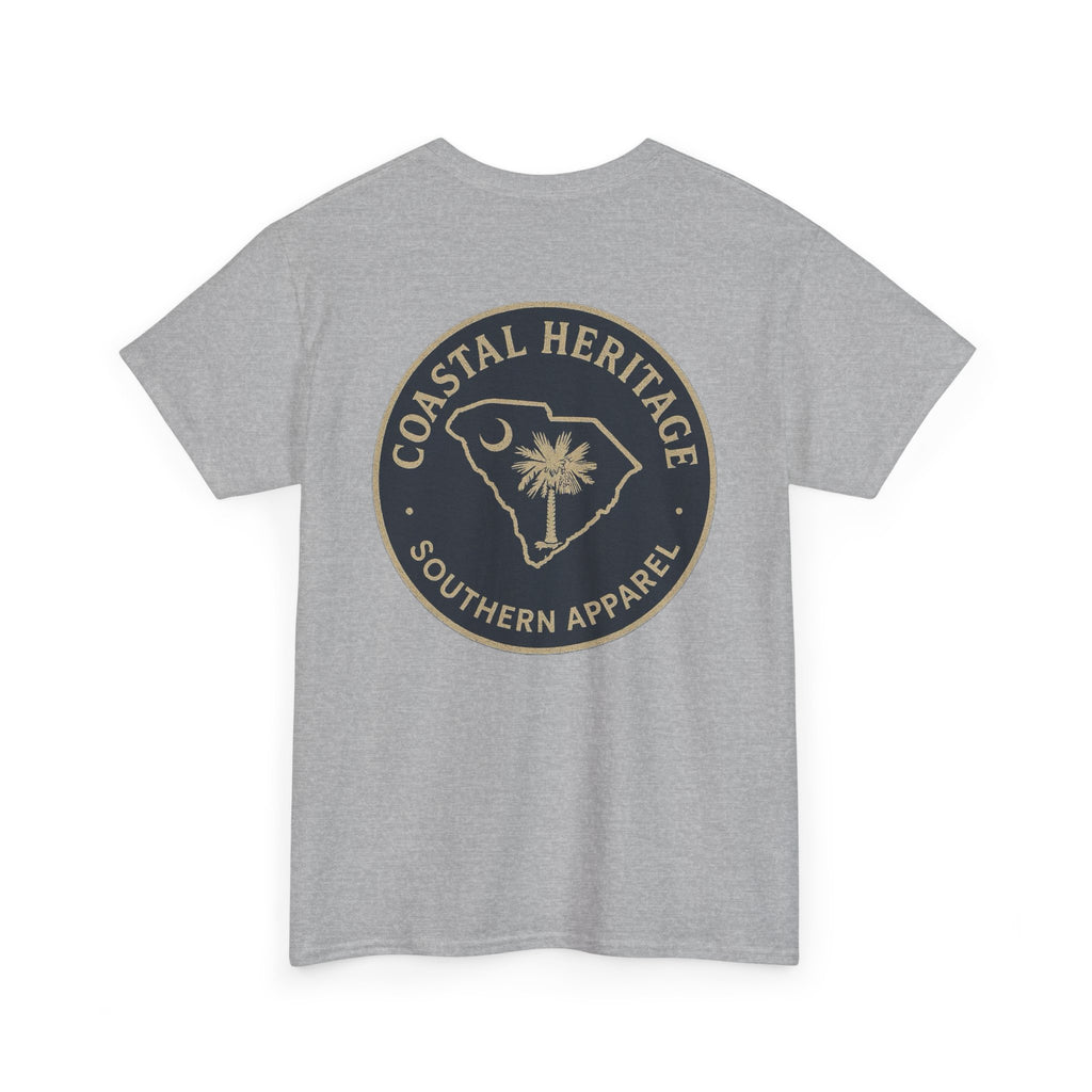South Carolina Palmetto and Moon Patch Tee.  Coastal Heritage Southern Apparel Unisex Heavy Cotton Tee