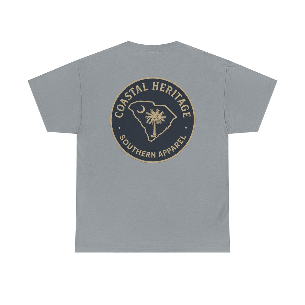 South Carolina Palmetto and Moon Patch Tee.  Coastal Heritage Southern Apparel Unisex Heavy Cotton Tee