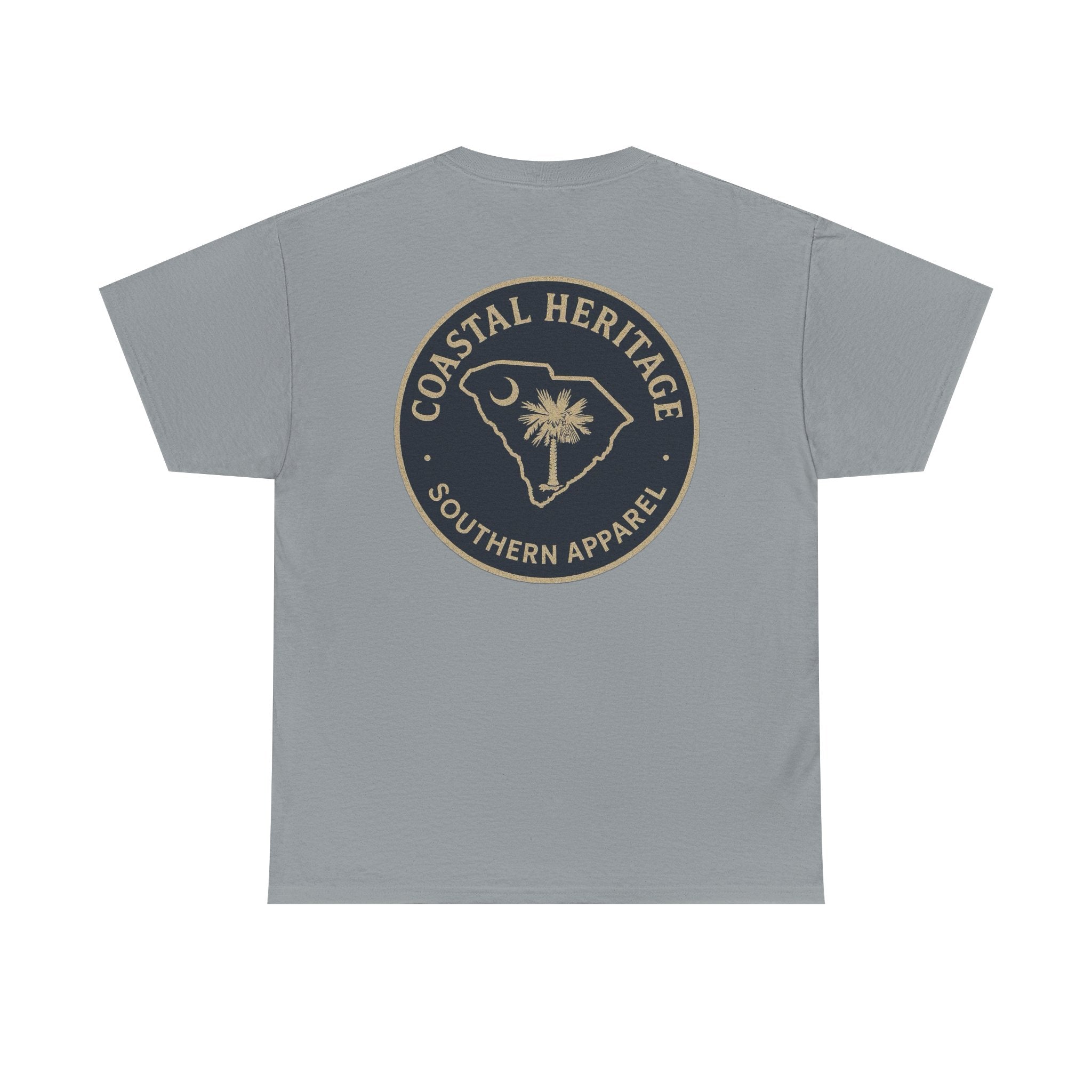 South Carolina Palmetto and Moon Patch Tee.  Coastal Heritage Southern Apparel Unisex Heavy Cotton Tee