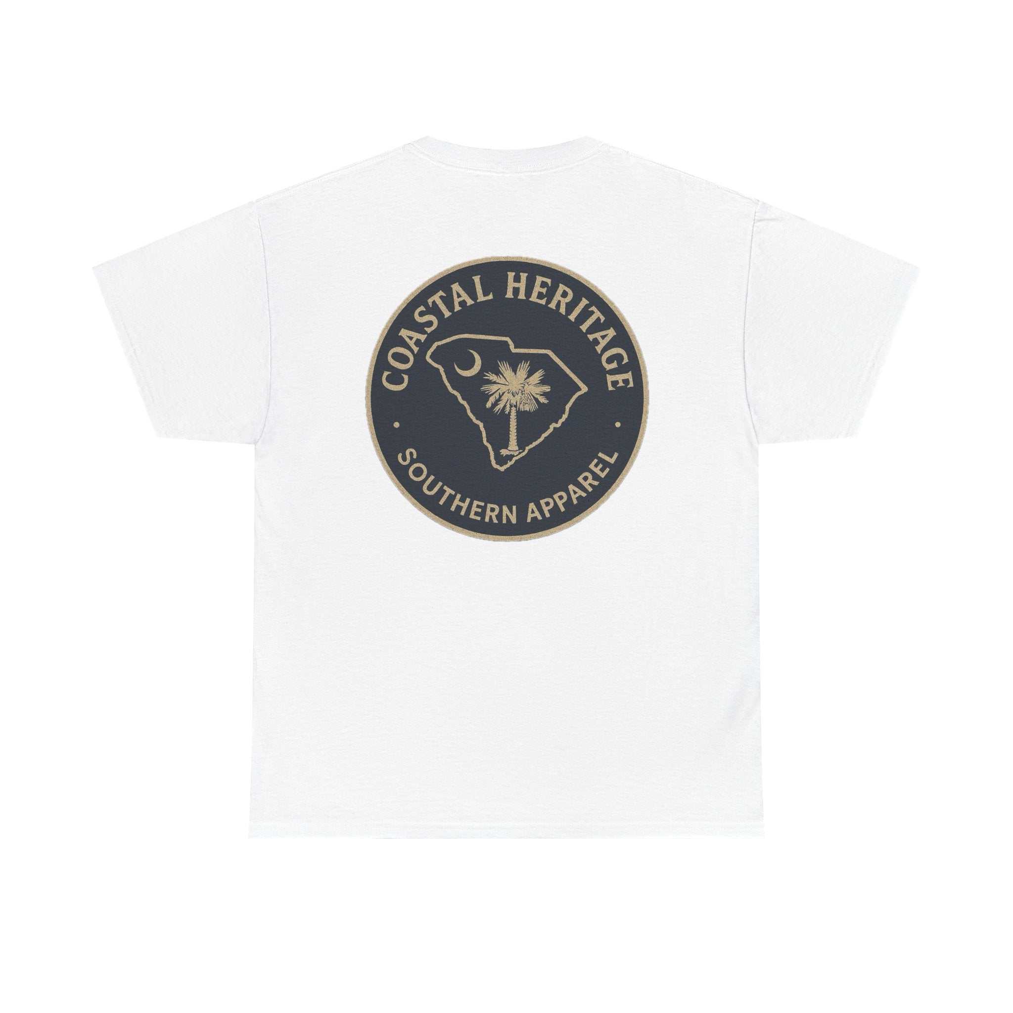 South Carolina Palmetto and Moon Patch Tee.  Coastal Heritage Southern Apparel Unisex Heavy Cotton Tee