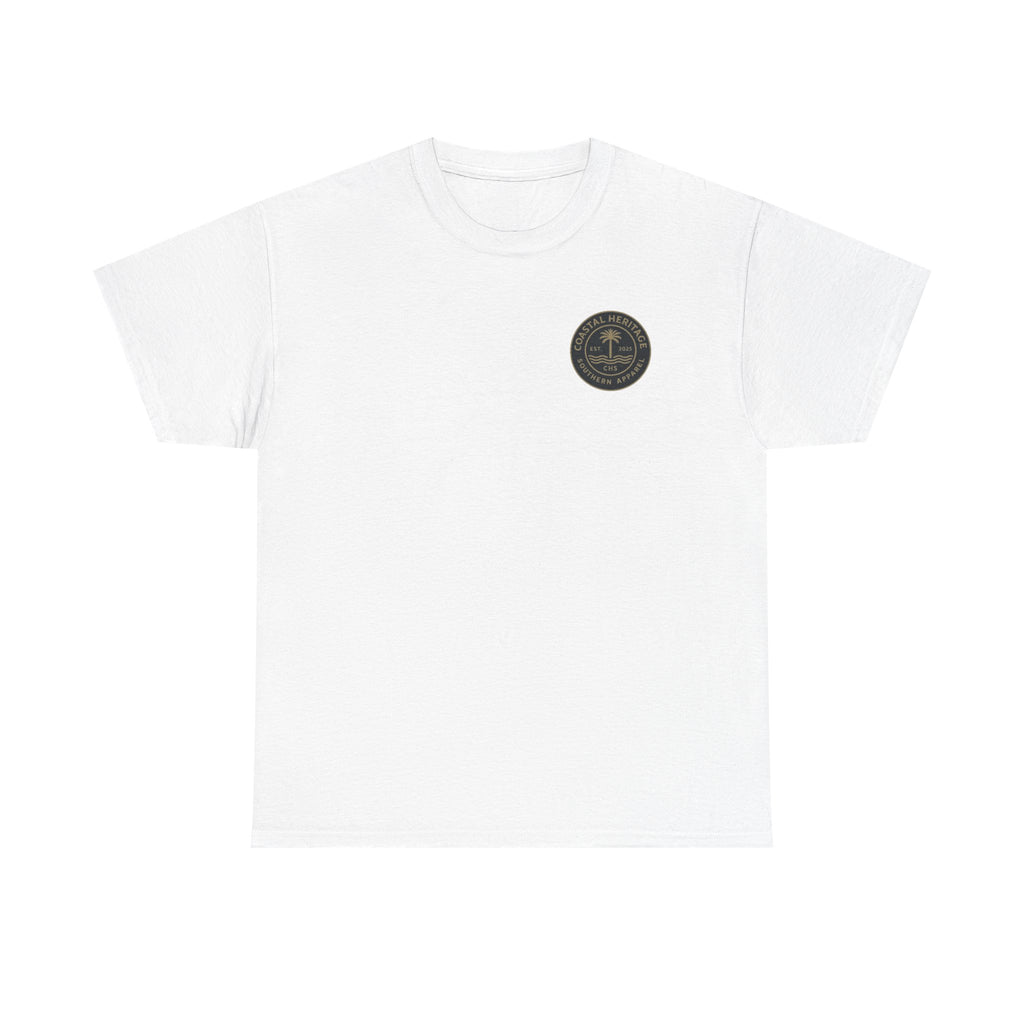South Carolina Palmetto and Moon Patch Tee.  Coastal Heritage Southern Apparel Unisex Heavy Cotton Tee