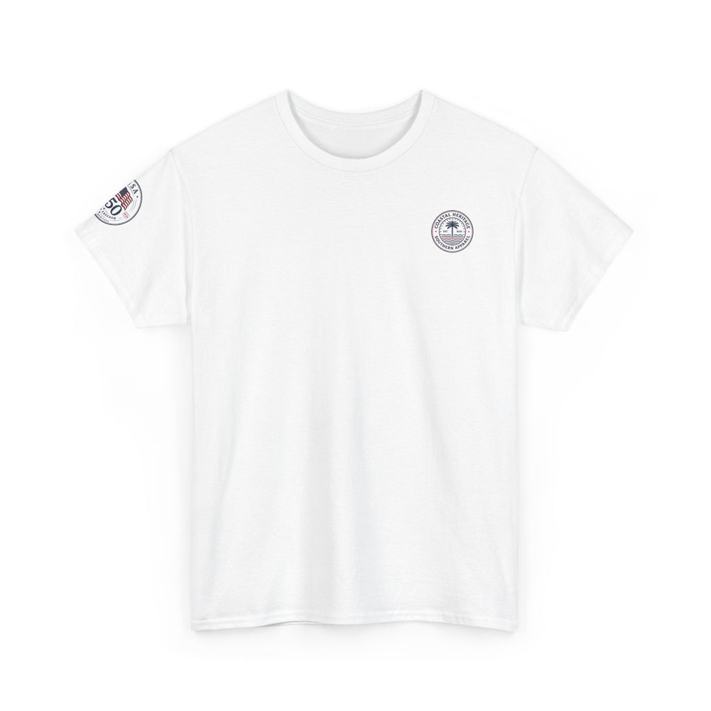 Born of Tides. Born Free. Fourth of July, 250th Anniversary Tee