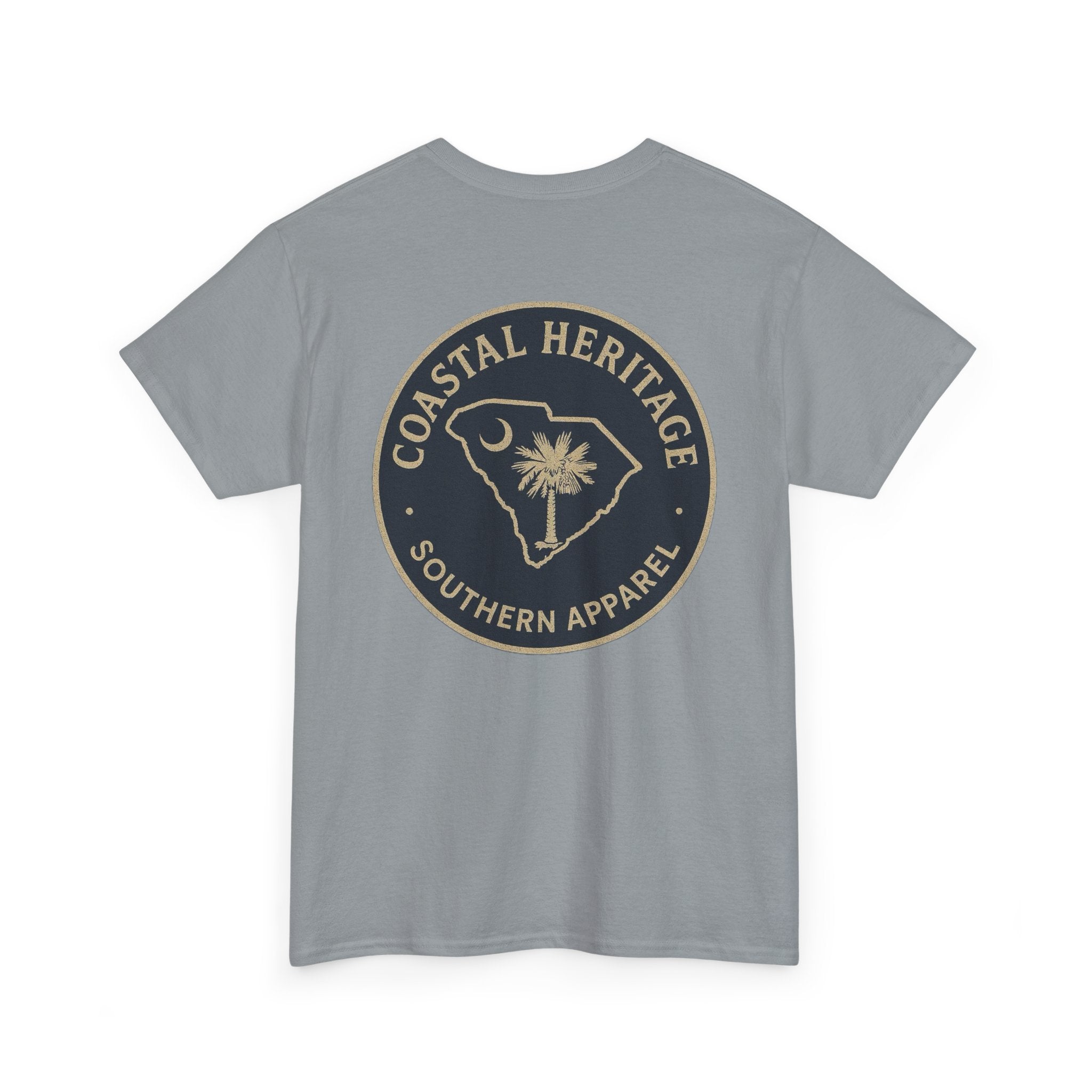 South Carolina Palmetto and Moon Patch Tee.  Coastal Heritage Southern Apparel Unisex Heavy Cotton Tee