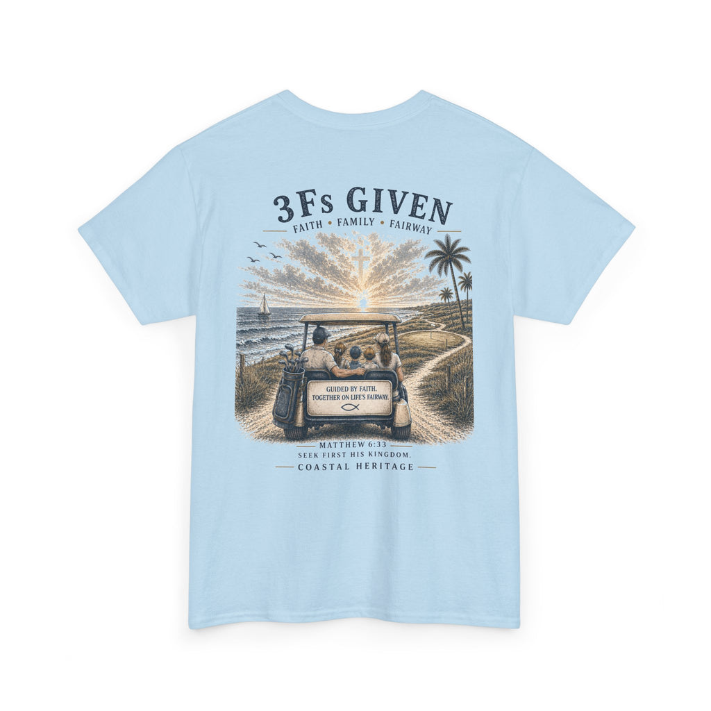 "3Fs Given” Tee – Faith Family Fairway Shirt, Matthew 6:33 Christian Golf T-Shirt