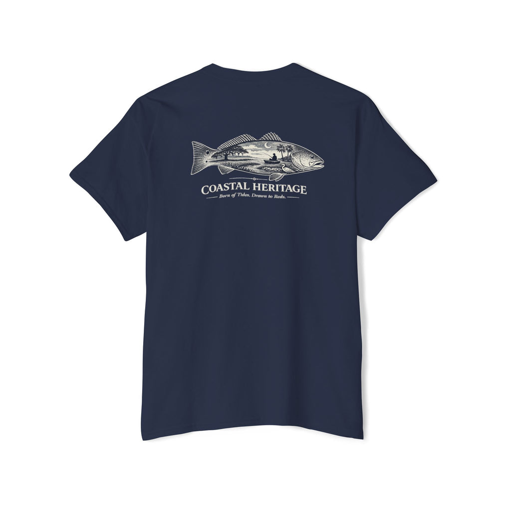 Red Drum Fishing T-Shirt | Coastal Heritage Tee | Born of Tides Drawn to Reds | Southern Coastal Lifestyle Shirt