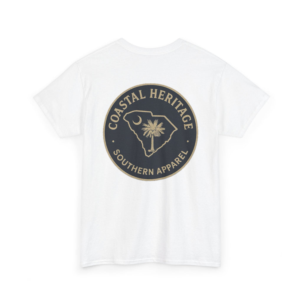 South Carolina Palmetto and Moon Patch Tee.  Coastal Heritage Southern Apparel Unisex Heavy Cotton Tee