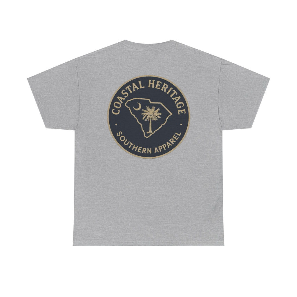 South Carolina Palmetto and Moon Patch Tee.  Coastal Heritage Southern Apparel Unisex Heavy Cotton Tee