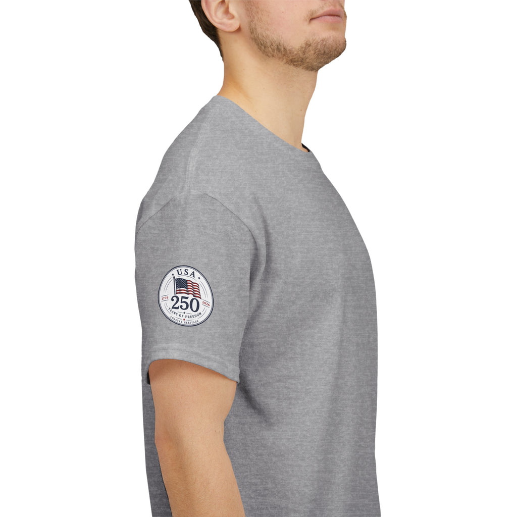 Born of Tides. Born Free. Fourth of July, 250th Anniversary Tee