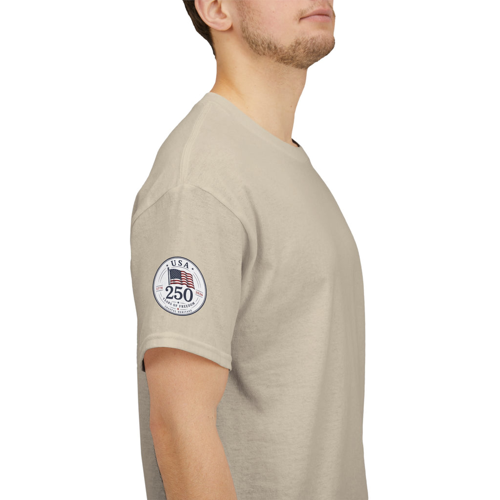 Born of Tides. Born Free. Fourth of July, 250th Anniversary Tee